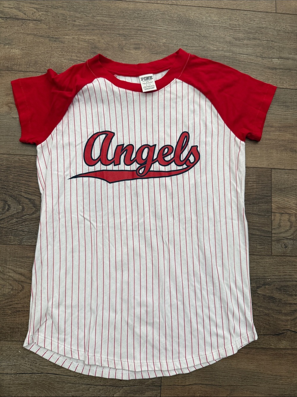 PINK Victoria's Secret Red & White MLB Angels Tee S
